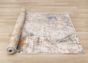HomeRoots 5' Contemporary Taupe Blue Copper Abstract Area Rug - Durable, Stain-Resistant, Stylish Design for Any Room 5' X 8' 660092