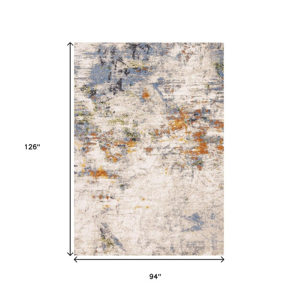 HomeRoots 8' Abstract Area Rug in Taupe, Blue, and Copper - Durable, Stain-Resistant Design for Modern Homes 8' X 11' 660093