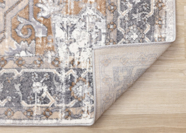 HomeRoots 8' Elegant Ivory Gray and Brown Medallion Area Rug - Durable, Stylish, and Easy-Care for Any Room 8' X 11' 660095