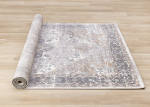 HomeRoots 8' Elegant Ivory Gray and Brown Medallion Area Rug - Durable, Stylish, and Easy-Care for Any Room 8' X 11' 660095