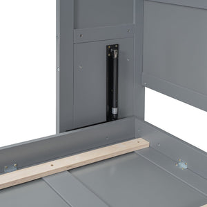 English Elm Queen Murphy Wall Bed Cabinet with Integrated Shelves Usb Charging Space Saving Design Gray LP006668AAE-1