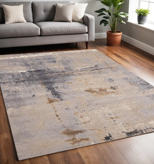 HomeRoots 5' Taupe Brown and Gray Abstract Area Rug - Modern Design, Stain Resistant, Durable for High Traffic Areas 5' X 8' 660096