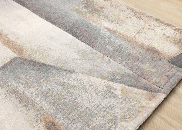 HomeRoots 5' Abstract Area Rug in Gray, Beige & Brown – Durable, Stain-Resistant Design for Modern Homes 5' X 8' 660099