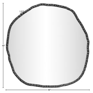 Meridian Furniture Molten Hand Forged Iron Wall Mirror Sculptural Antique Finish Artisan Entryway Accent Piece Black 48 inches 66009Black-M
