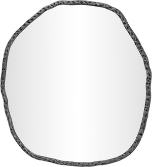Meridian Furniture Molten Hand Forged Iron Wall Mirror Sculptural Antique Finish Artisan Entryway Accent Piece Black 48 inches 66009Black-M