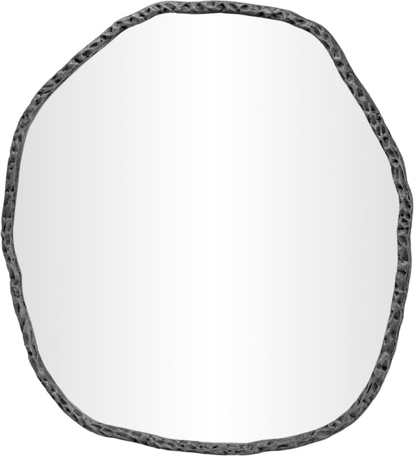 Meridian Furniture Molten Hand Forged Iron Wall Mirror Sculptural Antique Finish Artisan Entryway Accent Piece Black 48 inches 66009Black-M