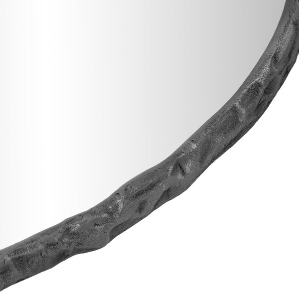 Meridian Furniture Molten Hand Forged Iron Wall Mirror Sculptural Antique Finish Artisan Entryway Accent Piece Black 48 inches 66009Black-M