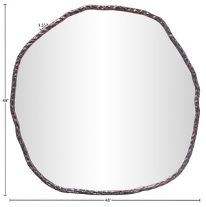 Meridian Furniture Molten Hand Forged Iron Wall Mirror Sculptural Antique Finish Artisan Entryway Accent Piece Brown 48 inches 66009Brown-M