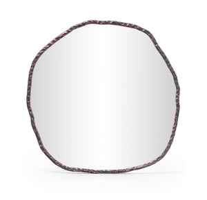 Meridian Furniture Molten Hand Forged Iron Wall Mirror Sculptural Antique Finish Artisan Entryway Accent Piece Brown 48 inches 66009Brown-M
