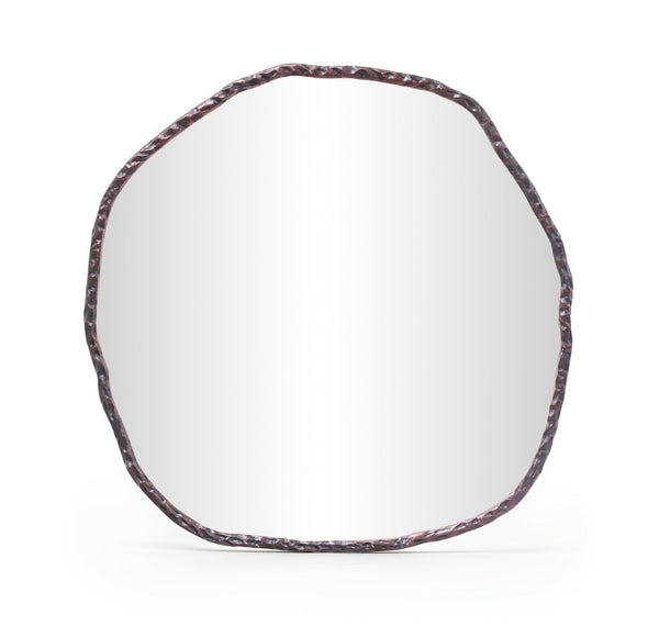 Meridian Furniture Molten Hand Forged Iron Wall Mirror Sculptural Antique Finish Artisan Entryway Accent Piece Brown 48 inches 66009Brown-M