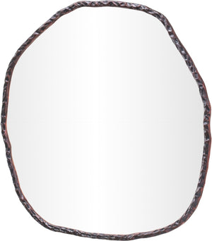 Meridian Furniture Molten Hand Forged Iron Wall Mirror Sculptural Antique Finish Artisan Entryway Accent Piece Brown 48 inches 66009Brown-M
