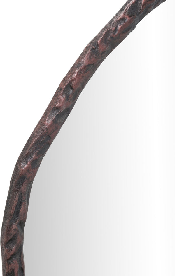 Meridian Furniture Molten Hand Forged Iron Wall Mirror Sculptural Antique Finish Artisan Entryway Accent Piece Brown 48 inches 66009Brown-M