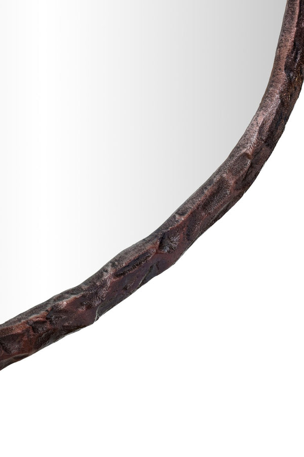 Meridian Furniture Molten Hand Forged Iron Wall Mirror Sculptural Antique Finish Artisan Entryway Accent Piece Brown 48 inches 66009Brown-M
