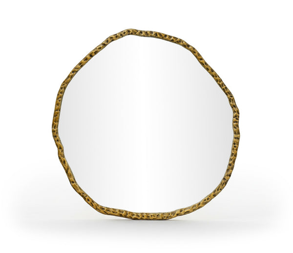Meridian Furniture Molten Hand Forged Iron Wall Mirror Sculptural Antique Finish Artisan Entryway Accent Piece Gold 48 inches 66009Gold-M