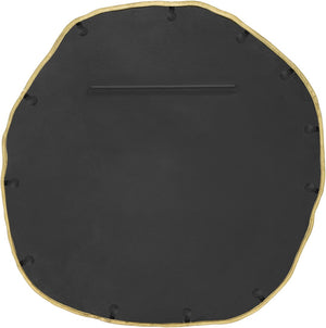 Meridian Furniture Molten Hand Forged Iron Wall Mirror Sculptural Antique Finish Artisan Entryway Accent Piece Gold 48 inches 66009Gold-M