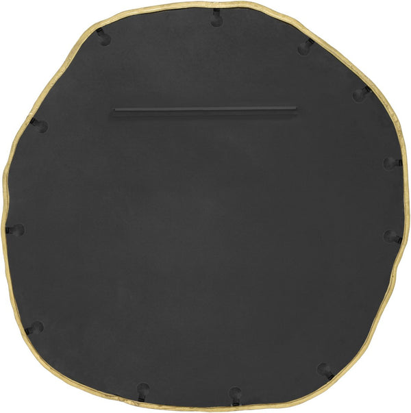 Meridian Furniture Molten Hand Forged Iron Wall Mirror Sculptural Antique Finish Artisan Entryway Accent Piece Gold 48 inches 66009Gold-M