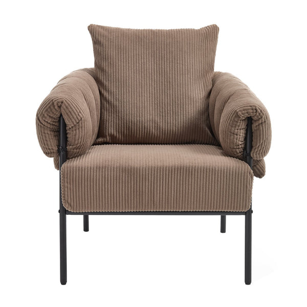 English Elm TS Modern decorative chair with plush teddy fleece upholstery and gold metal legs for luxe comfort and style Light Coffee W2311P308064