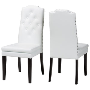 Baxton Studio Baxton Studio Dylin Modern Dining Chair Set - Elegant Faux Leather with Nailhead Trim for Comfort White BBT5158-White