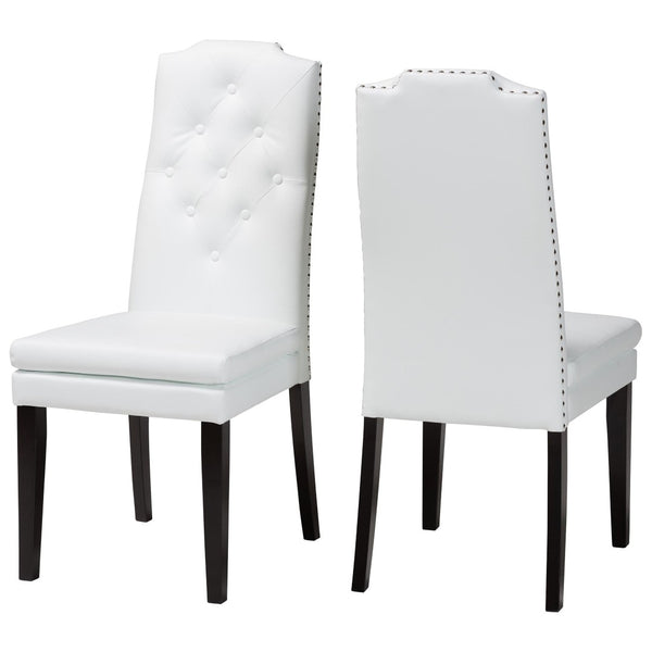 Baxton Studio Baxton Studio Dylin Modern Dining Chair Set - Elegant Faux Leather with Nailhead Trim for Comfort White BBT5158-White