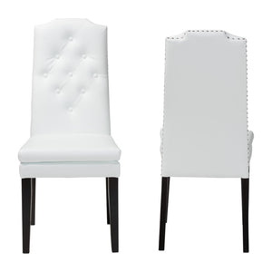Baxton Studio Baxton Studio Dylin Modern Dining Chair Set - Elegant Faux Leather with Nailhead Trim for Comfort White BBT5158-White