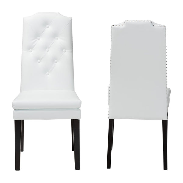 Baxton Studio Baxton Studio Dylin Modern Dining Chair Set - Elegant Faux Leather with Nailhead Trim for Comfort White BBT5158-White