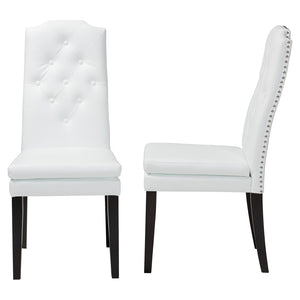 Baxton Studio Baxton Studio Dylin Modern Dining Chair Set - Elegant Faux Leather with Nailhead Trim for Comfort White BBT5158-White