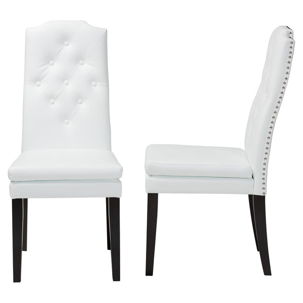 Baxton Studio Baxton Studio Dylin Modern Dining Chair Set - Elegant Faux Leather with Nailhead Trim for Comfort White BBT5158-White