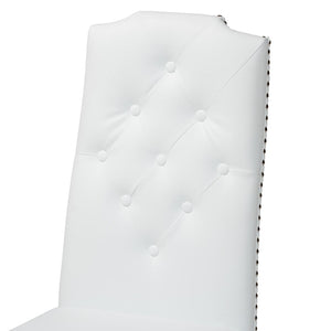 Baxton Studio Baxton Studio Dylin Modern Dining Chair Set - Elegant Faux Leather with Nailhead Trim for Comfort White BBT5158-White