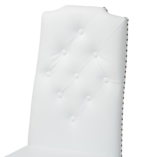 Baxton Studio Baxton Studio Dylin Modern Dining Chair Set - Elegant Faux Leather with Nailhead Trim for Comfort White BBT5158-White
