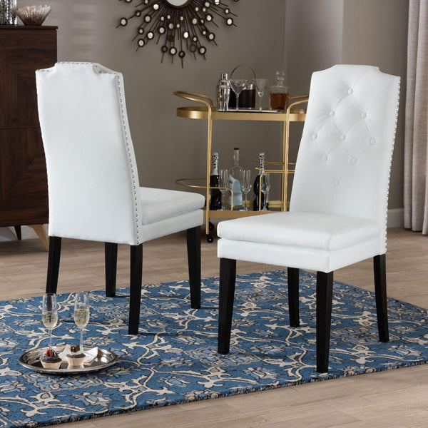 Baxton Studio Baxton Studio Dylin Modern Dining Chair Set - Elegant Faux Leather with Nailhead Trim for Comfort White BBT5158-White