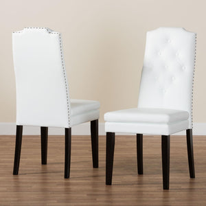 Baxton Studio Baxton Studio Dylin Modern Dining Chair Set - Elegant Faux Leather with Nailhead Trim for Comfort White BBT5158-White