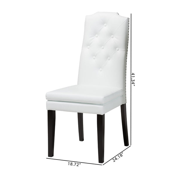 Baxton Studio Baxton Studio Dylin Modern Dining Chair Set - Elegant Faux Leather with Nailhead Trim for Comfort White BBT5158-White