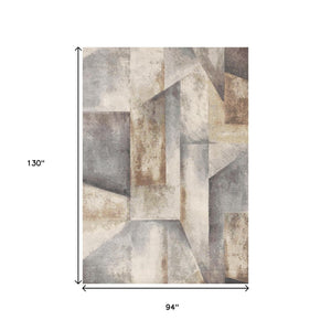 HomeRoots 8' Contemporary Gray Beige and Brown Abstract Area Rug for Versatile and Stylish Home Decor 8' X 11' 660100