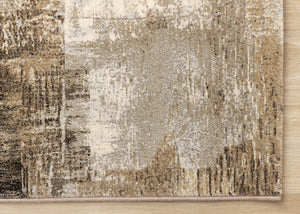 HomeRoots 5' Abstract Beige and Brown Area Rug – Modern, Durable, Stain Resistant for Stylish Home Décor 5' X 8' 660101