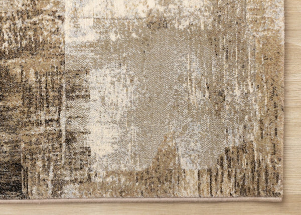 HomeRoots 5' Abstract Beige and Brown Area Rug – Modern, Durable, Stain Resistant for Stylish Home Décor 5' X 8' 660101