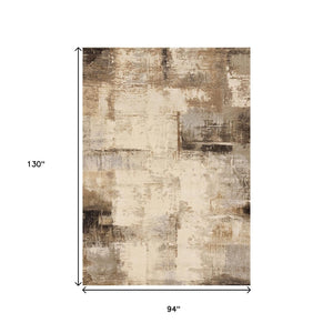 HomeRoots 8' Modern Beige and Brown Abstract Area Rug - Durable, Stain-Resistant Design for Stylish Homes 8' X 11' 660102