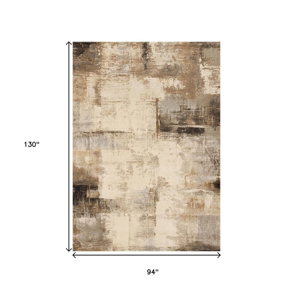 HomeRoots 8' Modern Beige and Brown Abstract Area Rug - Durable, Stain-Resistant Design for Stylish Homes 8' X 11' 660102