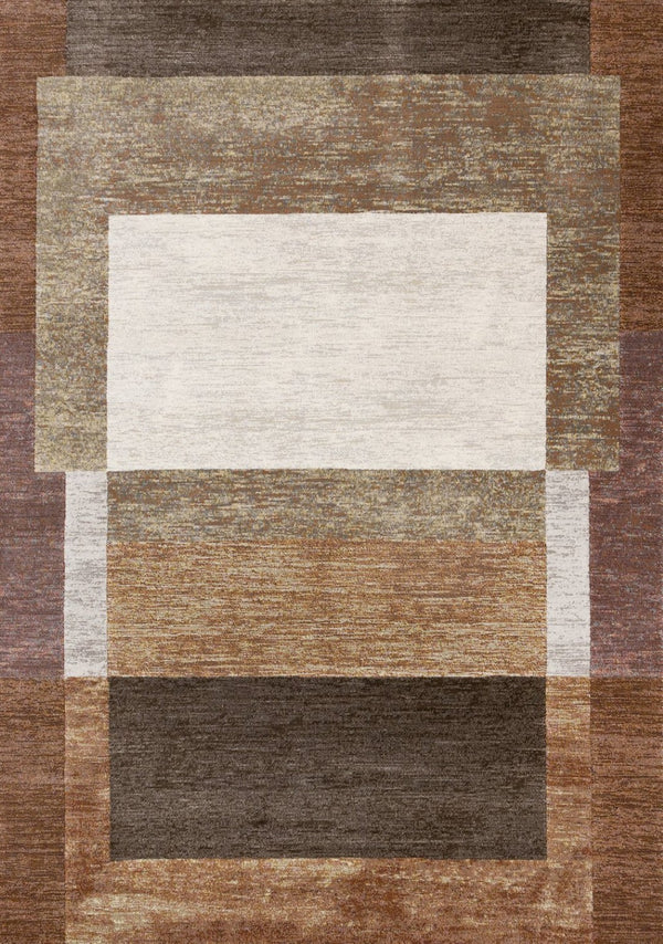 HomeRoots 8' Stylish Geometric Area Rug in Brown and Beige - Durable, Stain-Resistant Design for Family Spaces 8' X 11' 660104