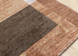 HomeRoots 8' Stylish Geometric Area Rug in Brown and Beige - Durable, Stain-Resistant Design for Family Spaces 8' X 11' 660104
