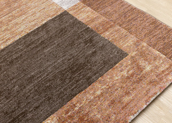 HomeRoots 8' Stylish Geometric Area Rug in Brown and Beige - Durable, Stain-Resistant Design for Family Spaces 8' X 11' 660104