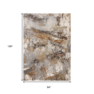 HomeRoots 8' Modern Abstract Area Rug in Gray, Brown, and Beige - Stain Resistant, Durable, and Stylish Design 8' X 11' 660106