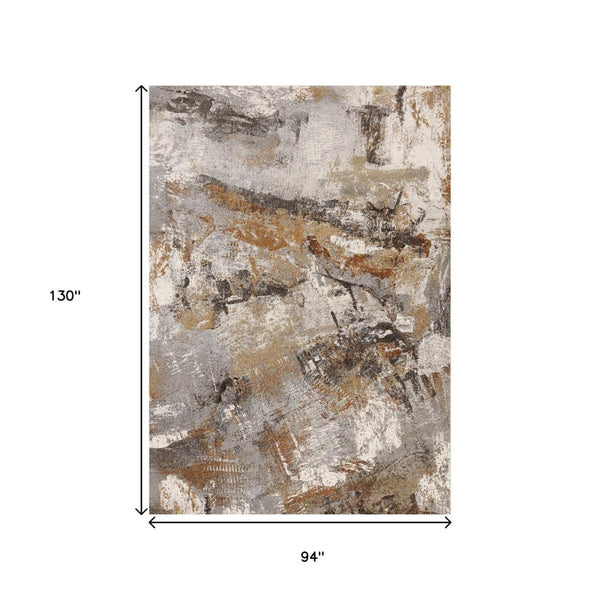 HomeRoots 8' Modern Abstract Area Rug in Gray, Brown, and Beige - Stain Resistant, Durable, and Stylish Design 8' X 11' 660106
