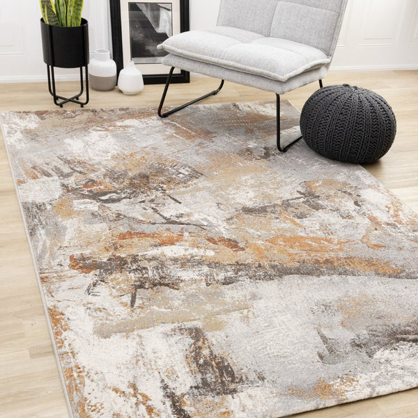 HomeRoots 8' Modern Abstract Area Rug in Gray, Brown, and Beige - Stain Resistant, Durable, and Stylish Design 8' X 11' 660106