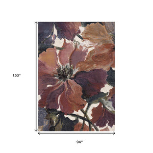 HomeRoots 8' Modern Botanical Leaves Area Rug in Soft Pink, Green, and Beige – Durable, Stain-Resistant Charm 8' X 11' 660108