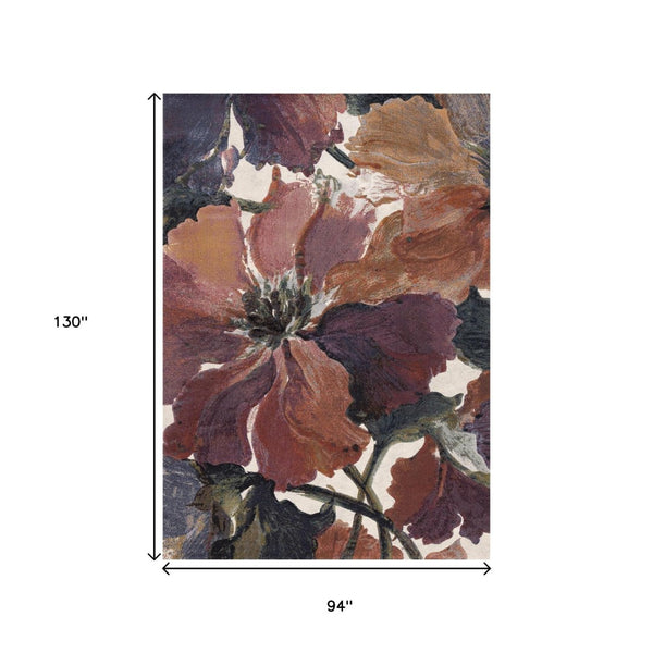HomeRoots 8' Modern Botanical Leaves Area Rug in Soft Pink, Green, and Beige – Durable, Stain-Resistant Charm 8' X 11' 660108