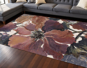 HomeRoots 8' Modern Botanical Leaves Area Rug in Soft Pink, Green, and Beige – Durable, Stain-Resistant Charm 8' X 11' 660108