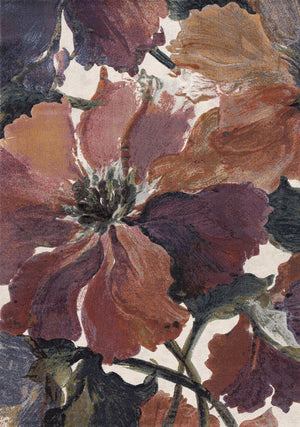 HomeRoots 8' Modern Botanical Leaves Area Rug in Soft Pink, Green, and Beige – Durable, Stain-Resistant Charm 8' X 11' 660108