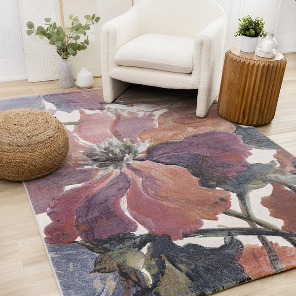 HomeRoots 8' Modern Botanical Leaves Area Rug in Soft Pink, Green, and Beige – Durable, Stain-Resistant Charm 8' X 11' 660108