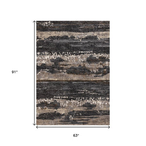 HomeRoots 5' Modern Abstract Area Rug in Gray, Black & Tan – Durable, Stylish, and Perfect for High-Traffic Spaces 5' X 8' 660109