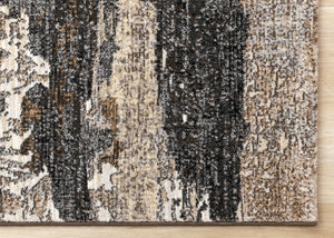 HomeRoots 5' Modern Abstract Area Rug in Gray, Black & Tan – Durable, Stylish, and Perfect for High-Traffic Spaces 5' X 8' 660109